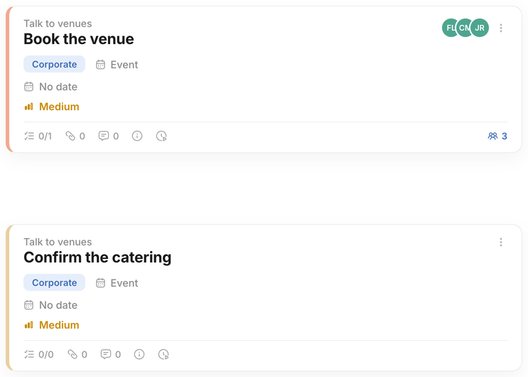 Event tasks in the Hubents app